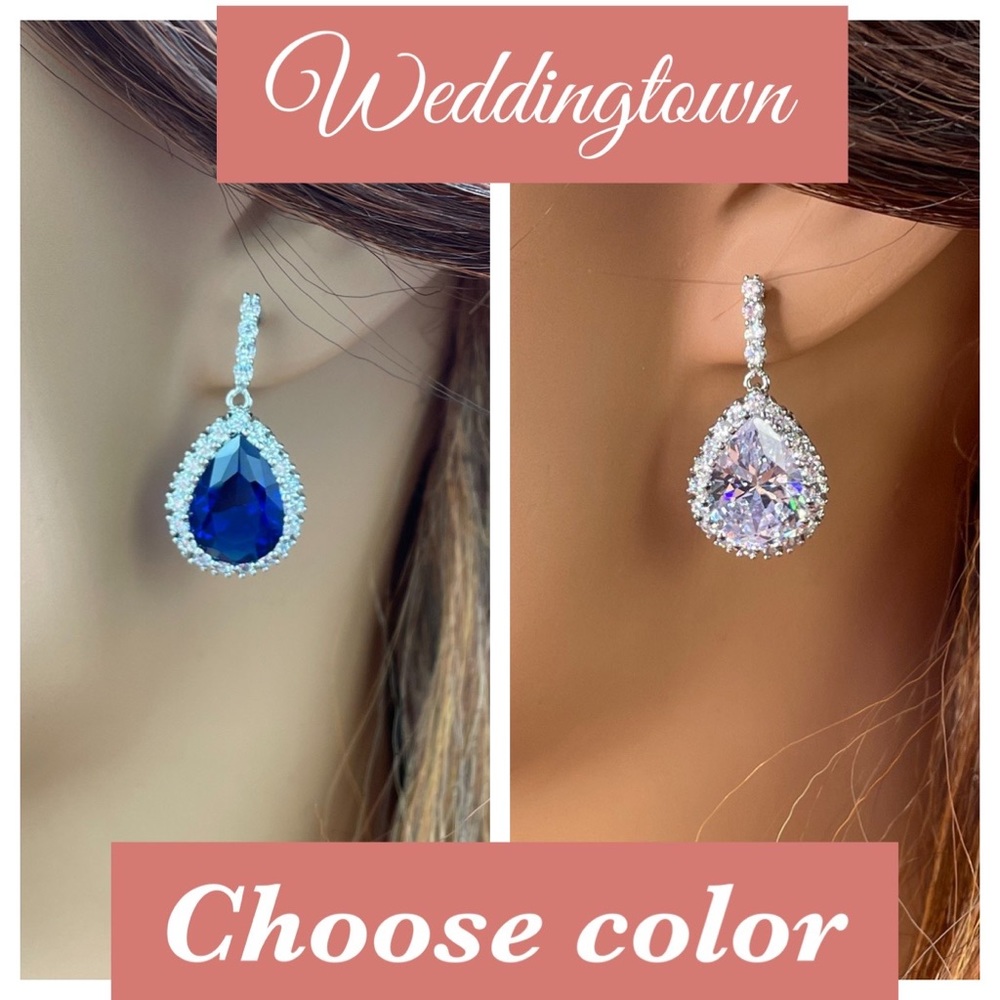 Pear dangle luxury Swarovski diamond earrings